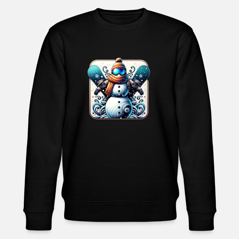 Snowboard Snowman Winter Snowboarder - Stanley/Stella CHANGER Unisex Organic Sweatshirt - black
