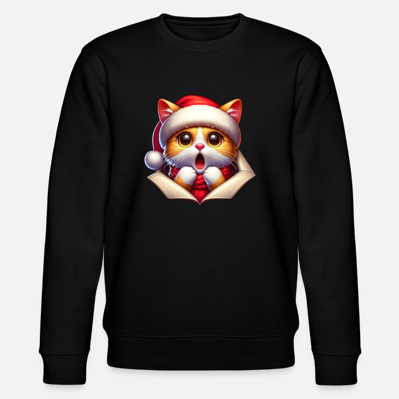 Katze Weihnachten - Stanley/Stella Unisex Bio-Sweatshirt CHANGER  - Schwarz