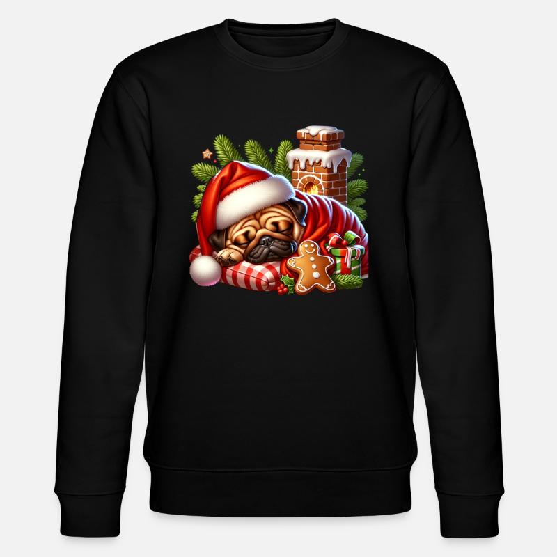 Mops Schläft - Stanley/Stella Unisex Bio-Sweatshirt CHANGER  - Schwarz