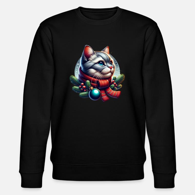Cat Xmas Winter - Stanley/Stella CHANGER Unisex Organic Sweatshirt - black