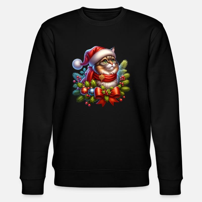 Christmas wreath cat - Stanley/Stella CHANGER Unisex Organic Sweatshirt - black