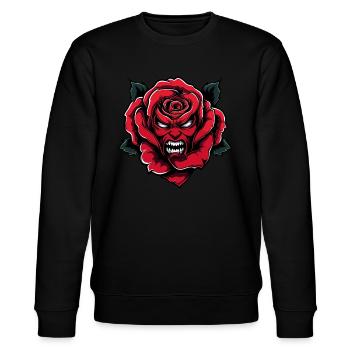 rote rose mit teufel gesicht - Stanley/Stella Unisex Bio-Sweatshirt CHANGER  - Schwarz - Vorne - Nik (191cm) & Marisol (170cm)