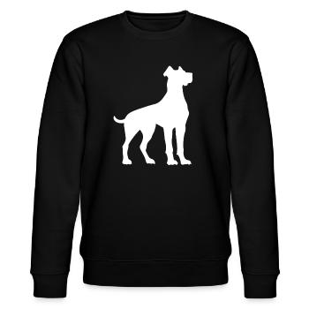 Great Dane silhouette white dog vector - Stanley/Stella CHANGER Unisex Organic Sweatshirt - black - Front - Nik (191cm) & Marisol (170cm)