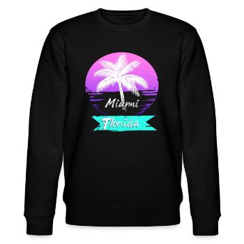 miami florida sunset neon beach palmen - Stanley/Stella Unisex Bio-Sweatshirt CHANGER  - Schwarz - Vorne - Nik (191cm) & Marisol (170cm)