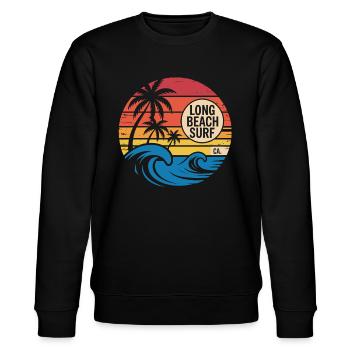 Long Beach California - surfing sunset - Stanley/Stella CHANGER Unisex Organic Sweatshirt - black - Front - Nik (191cm) & Marisol (170cm)