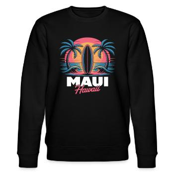 Maui Hawaii surfboard - Stanley/Stella CHANGER Unisex Organic Sweatshirt - black - Front - Nik (191cm) & Marisol (170cm)
