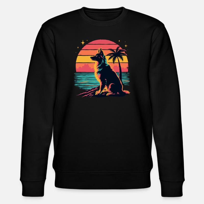 Retro Sunset Australian Shepherd - Stanley/Stella Unisex Bio-Sweatshirt CHANGER - Schwarz