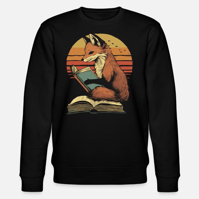 Fuchs liest Bücher - Stanley/Stella Unisex Bio-Sweatshirt CHANGER  - Schwarz