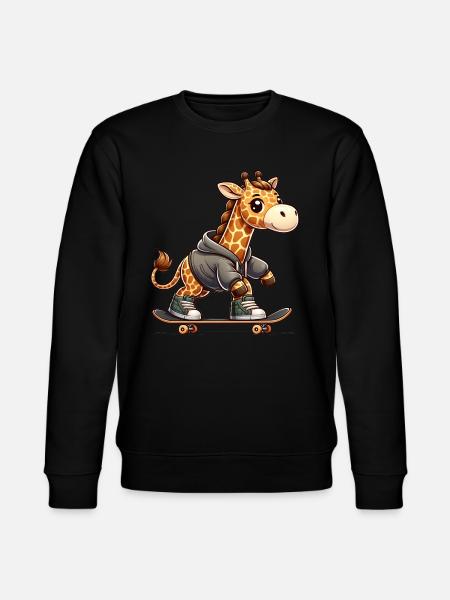 Cute Skater Giraffe - Stanley/Stella CHANGER Unisex Organic Sweatshirt - black