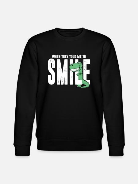 Dino dinosaur smile grine tænder gave - Stanley/Stella økologisk unisex-sweatshirt CHANGER  - sort
