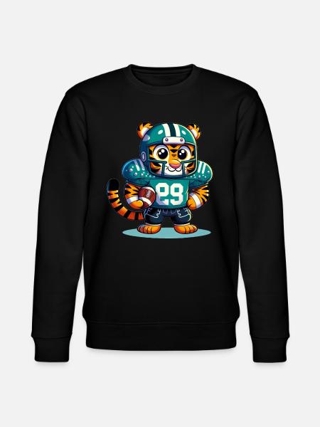 Cute American Football Player Tiger - Stanley/Stella CHANGER Unisex Organic Sweatshirt - black