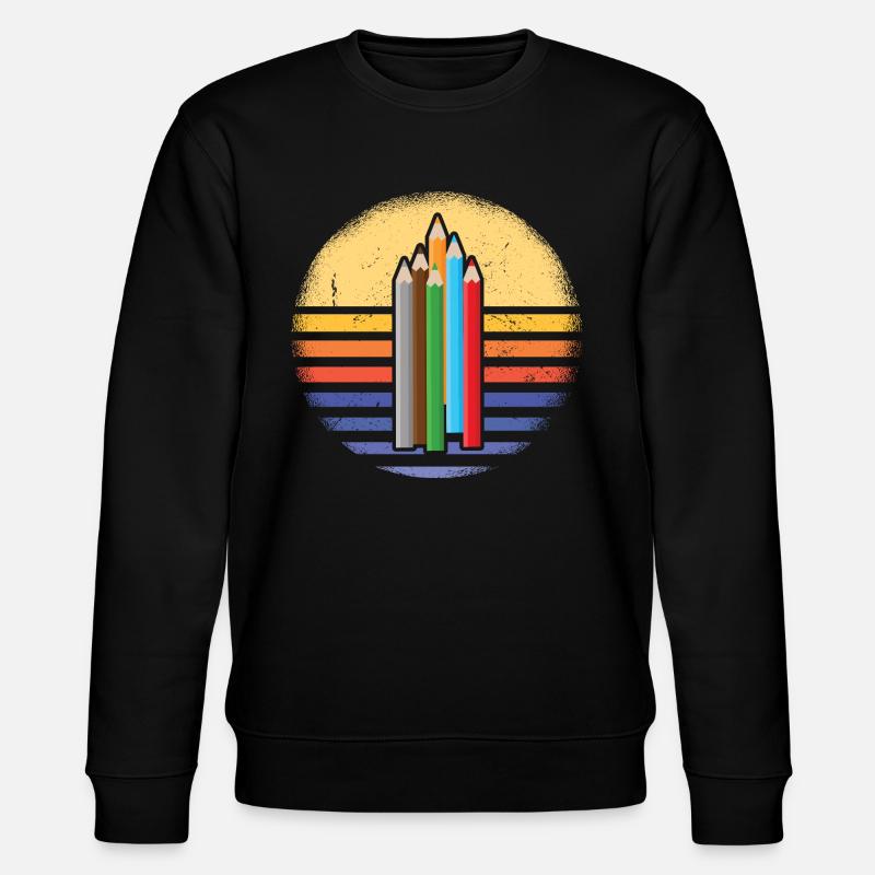 Drawer Retro Sunset Drawing - Stanley/Stella Unisex Bio-Sweatshirt CHANGER  - Schwarz