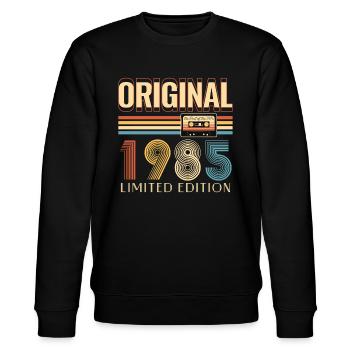 40. Geburtstag 40 Jahre Original 1985 - Stanley/Stella Unisex Bio-Sweatshirt CHANGER  - Schwarz - Vorne - Nik (191cm) & Marisol (170cm)