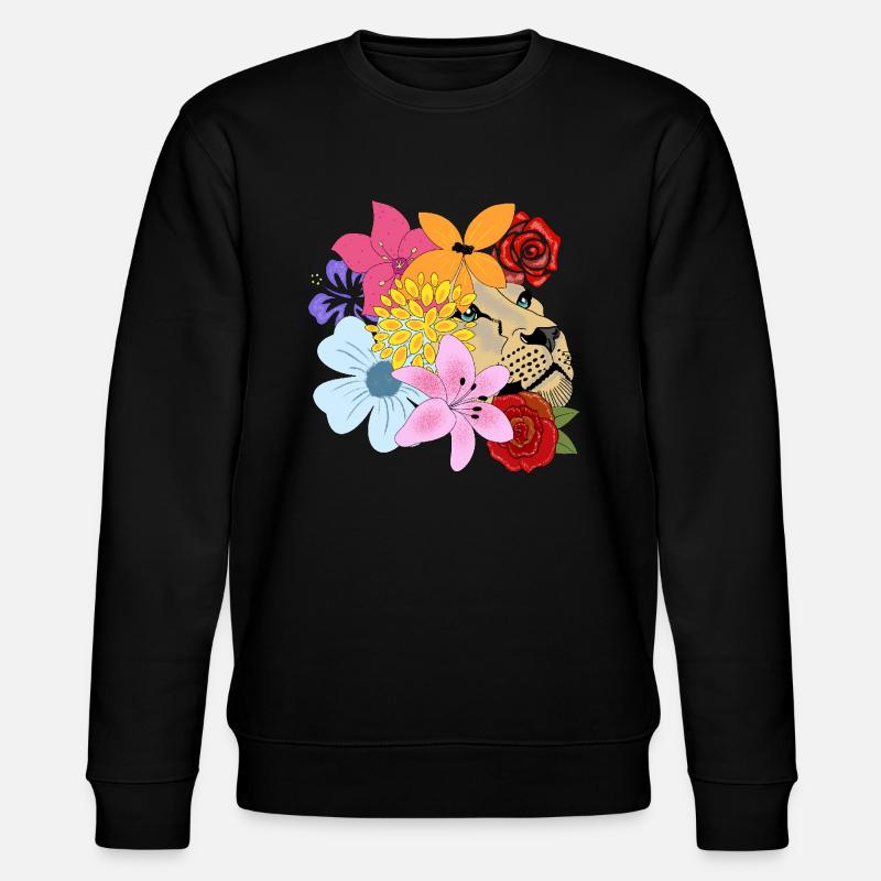 Lionne aux fleurs - Sweat bio CHANGER Stanley/Stella Unisexe - noir