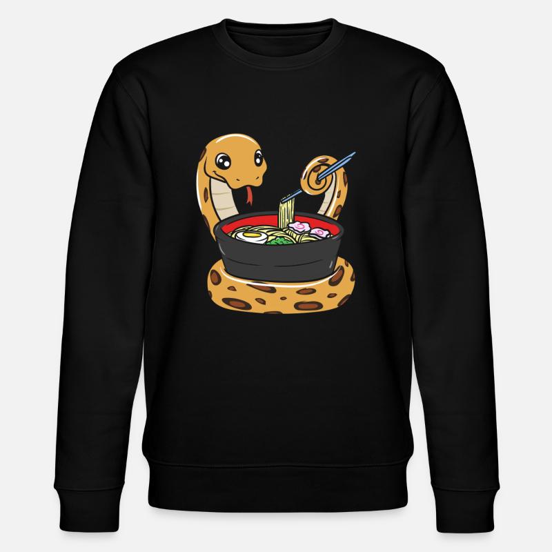 Königspython Isst Ramen - Stanley/Stella Unisex Bio-Sweatshirt CHANGER  - Schwarz