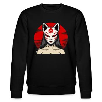 Manga Kitsune Renard Anime Kumiho Masque Manga Otaku - Sweat bio CHANGER Stanley/Stella Unisexe - noir - Devant - Nik (191cm) & Marisol (170cm)
