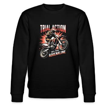 Trial Action 100% Pure Adrenaline Motocross Biker - Stanley/Stella CHANGER Unisex Organic Sweatshirt - black - Front - Nik (191cm) & Marisol (170cm)