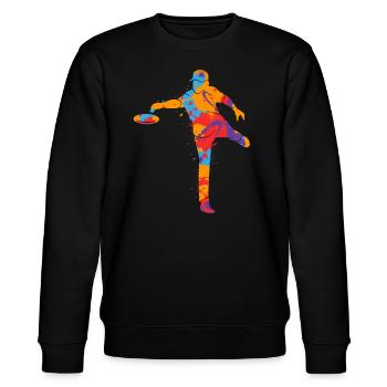 Bunter Discgolf Korb Disc Golf Jungen Discgolfer - Stanley/Stella Unisex Bio-Sweatshirt CHANGER  - Schwarz - Vorne - Nik (191cm) & Marisol (170cm)