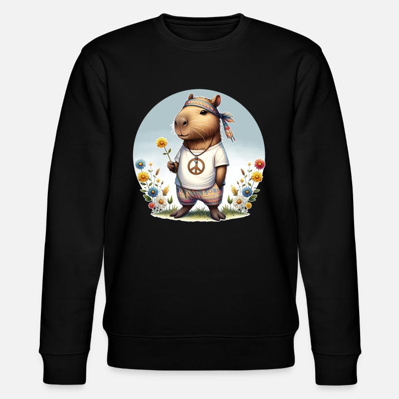 Capybara Hippie Paix - Sweat bio CHANGER Stanley/Stella Unisexe - noir