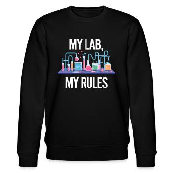 Mein Labor, Meine Regeln - Stanley/Stella Unisex Bio-Sweatshirt CHANGER  - Schwarz - Vorne - Nik (191cm) & Marisol (170cm)