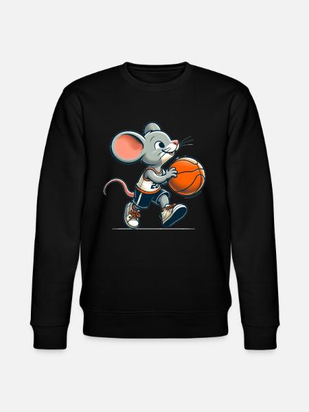 Cute Basketball Player Mouse - Stanley/Stella CHANGER Unisex Organic Sweatshirt - black