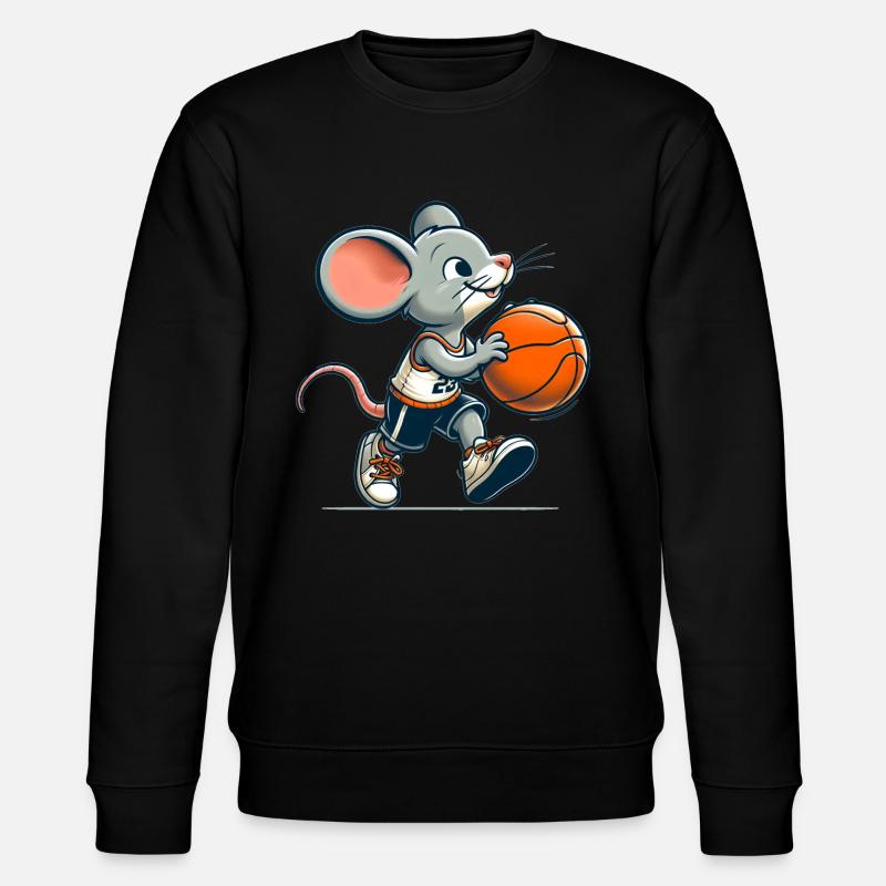 Cute Basketball Player Mouse - Stanley/Stella Unisex Bio-Sweatshirt CHANGER  - Schwarz