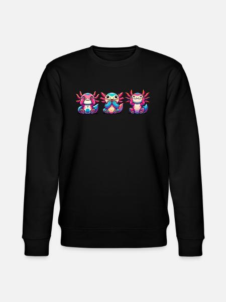 Seh nix, Hör nix, Sag nix. Axolotl - Stanley/Stella Unisex Bio-Sweatshirt CHANGER  - Schwarz