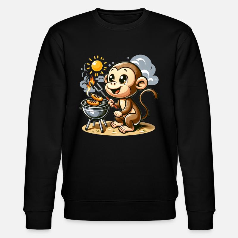 Cute BBQ Monkey - Stanley/Stella Unisex Bio-Sweatshirt CHANGER  - Schwarz