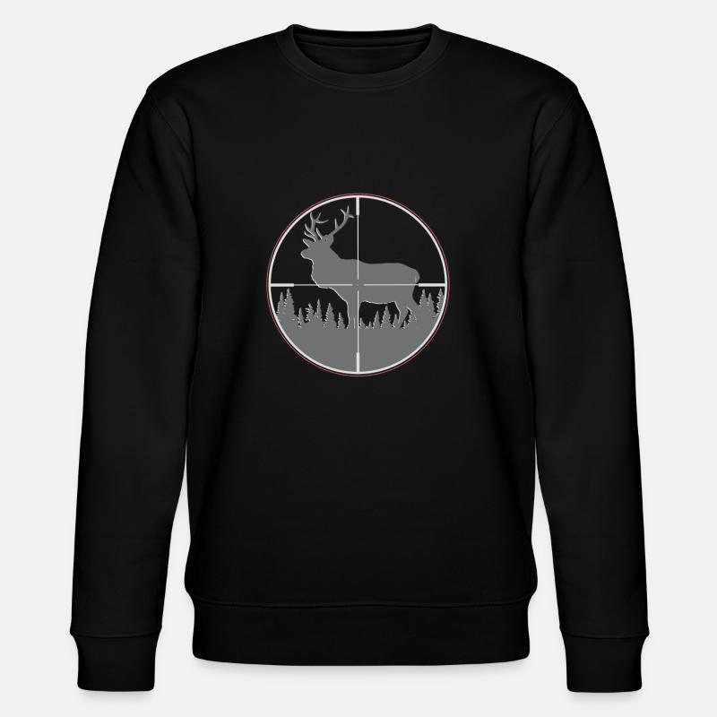 Hirsch Geweih Jäger Jagd Geschenk Zielfernrohr - Stanley/Stella Unisex Bio-Sweatshirt CHANGER  - Schwarz