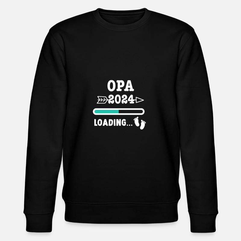 Ich werde Opa 2024 - Babyfüsse mit Loading Screen - Stanley/Stella Unisex Bio-Sweatshirt CHANGER  - Schwarz