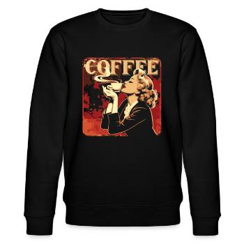 Café Caféine Style Rétro Femme Blonde - Sweat bio CHANGER Stanley/Stella Unisexe - noir - Devant - Nik (191cm) & Marisol (170cm)