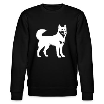 husky weiss vector alaska finnland hund - Stanley/Stella Unisex Bio-Sweatshirt CHANGER  - Schwarz - Vorne - Nik (191cm) & Marisol (170cm)