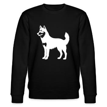 Motif Husky Silhouette Chien Chien Blanc - Sweat bio CHANGER Stanley/Stella Unisexe - noir - Devant - Nik (191cm) & Marisol (170cm)
