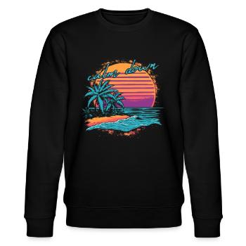 Calm Down Beach Sunset Palm Trees Vacation Bath Time - Stanley/Stella CHANGER Unisex Organic Sweatshirt - black - Front - Nik (191cm) & Marisol (170cm)