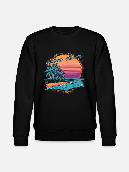 calm down beach sunset palmen urlaub badezeit - Stanley/Stella Unisex Bio-Sweatshirt CHANGER  - Schwarz