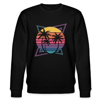 Palm Trees Sunset - Stanley/Stella CHANGER Unisex Organic Sweatshirt - black - Front - Nik (191cm) & Marisol (170cm)