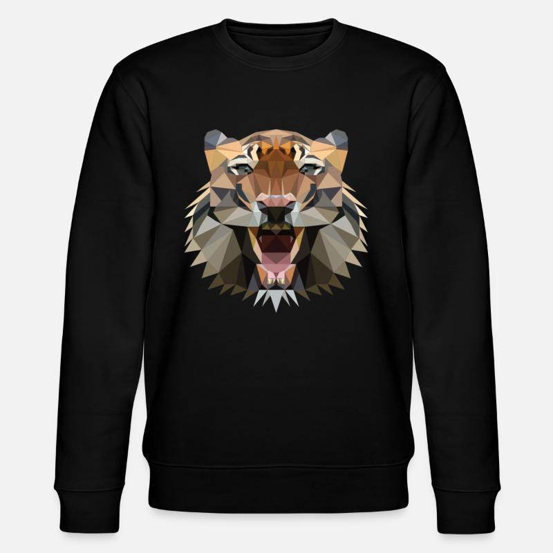Tiger Polygon Geometrisch - Kater - Stanley/Stella Unisex Bio-Sweatshirt CHANGER  - Schwarz