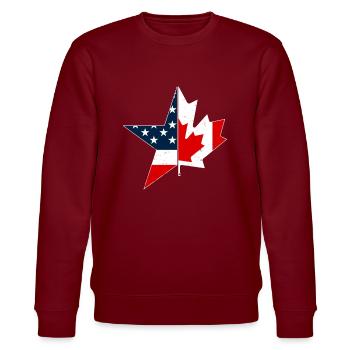 US EH Leaf USEH Canadian American Canada USA Flag - Stanley/Stella CHANGER Unisex Organic Sweatshirt - burgundy - Front - Nik (191cm) & Marisol (170cm)