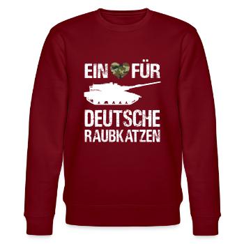 Panzer Bundeswehr Panzerfahrer Sprüche Herren - Stanley/Stella Unisex Bio-Sweatshirt CHANGER  - Burgunderrot - Vorne - Nik (191cm) & Marisol (170cm)