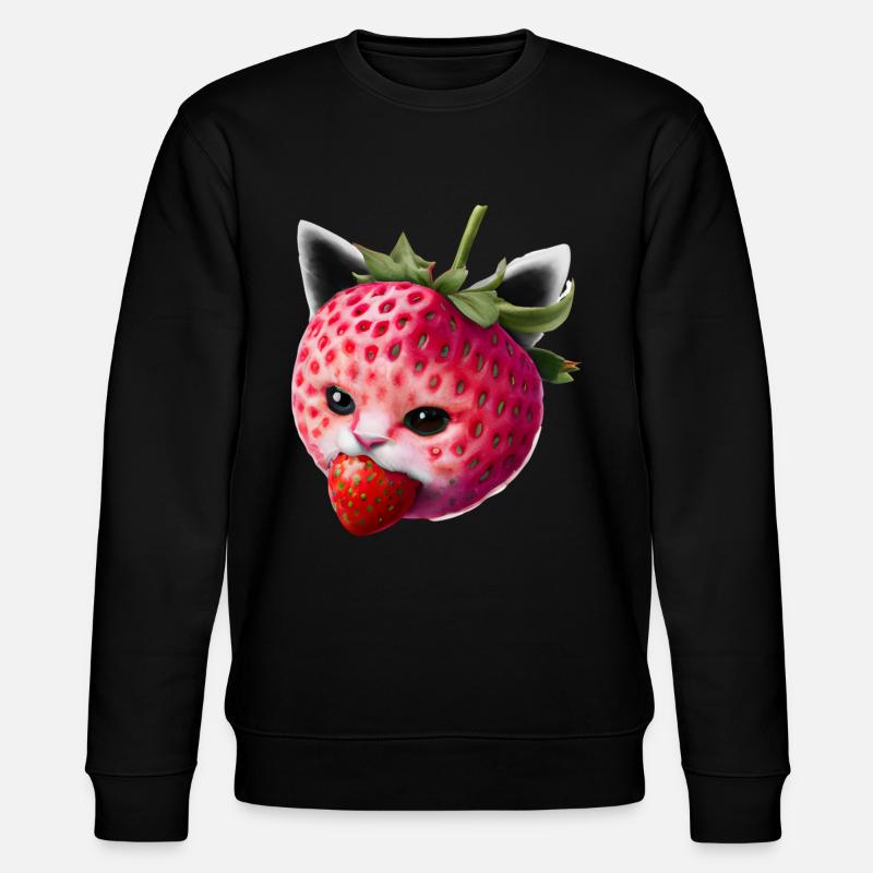 Strawberry cat - Stanley/Stella CHANGER Unisex Organic Sweatshirt - black