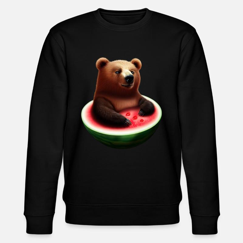 Bär in einer Wassermelone - Stanley/Stella Unisex Bio-Sweatshirt CHANGER  - Schwarz