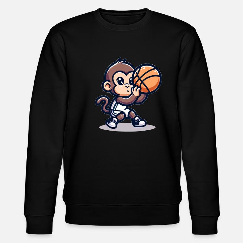 Cute Basketball Player Monkey - Stanley/Stella Unisex Bio-Sweatshirt CHANGER  - Schwarz
