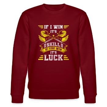 Dart Scheibe Bullseye Bier - Stanley/Stella Unisex Bio-Sweatshirt CHANGER  - Burgunderrot - Vorne - Nik (191cm) & Marisol (170cm)