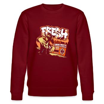 Urban Spraydose Breakdance Streetstyle - Stanley/Stella Unisex Bio-Sweatshirt CHANGER  - Burgunderrot - Vorne - Nik (191cm) & Marisol (170cm)