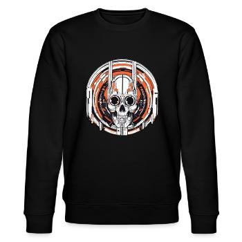 Techno Hardstyle Electro Robotik - Stanley/Stella Unisex Bio-Sweatshirt CHANGER  - Schwarz - Vorne - Nik (191cm) & Marisol (170cm)