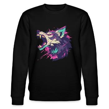 Portrait of a furious wolf with bright colors - Stanley/Stella CHANGER Unisex Organic Sweatshirt - black - Front - Nik (191cm) & Marisol (170cm)