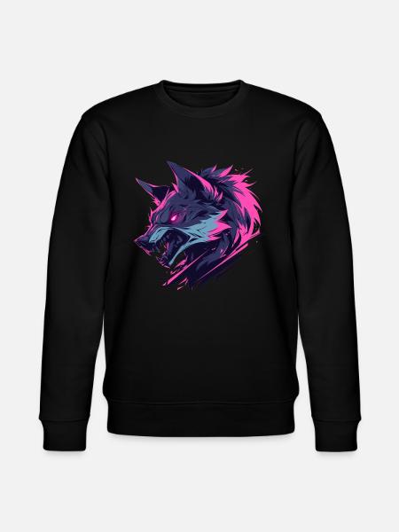 Bunter wilder Wolf - Stanley/Stella Unisex Bio-Sweatshirt CHANGER - Schwarz
