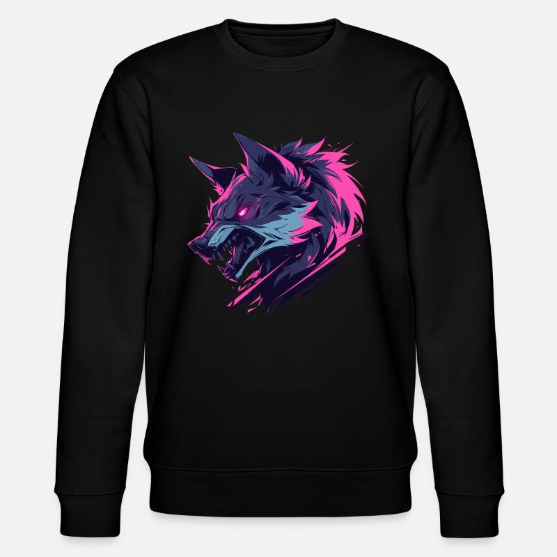 Bunter wilder Wolf - Stanley/Stella Unisex Bio-Sweatshirt CHANGER  - Schwarz