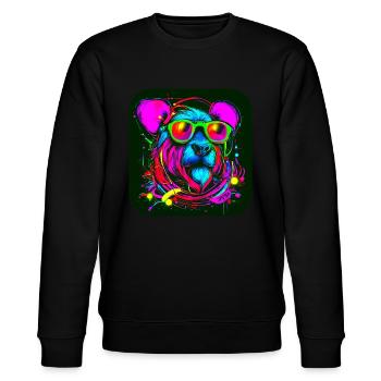 Neon Style Bär Leuchtreklame Glow - Stanley/Stella Unisex Bio-Sweatshirt CHANGER  - Schwarz - Vorne - Nik (191cm) & Marisol (170cm)