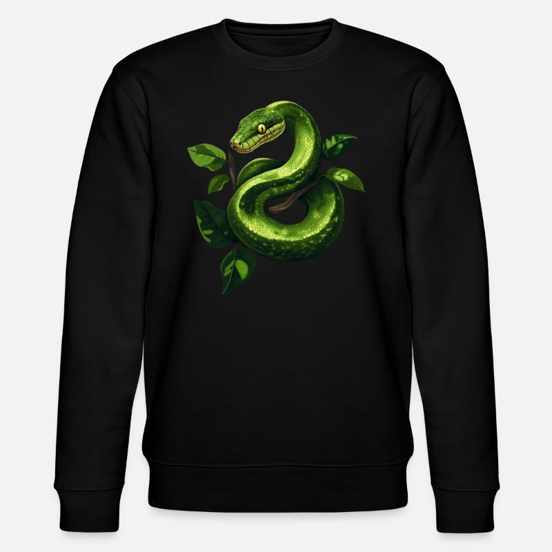 Grüner Baumpython Schlangen Liebhaber Terrarium - Stanley/Stella Unisex Bio-Sweatshirt CHANGER - Schwarz